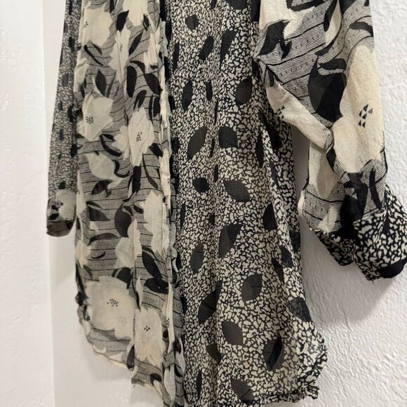 Vintage Silk Sheer Floral Grunge Unisex Button Down XL - Picture 2 of 3